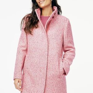 J Crew Factory Pink Herringbone City Coat